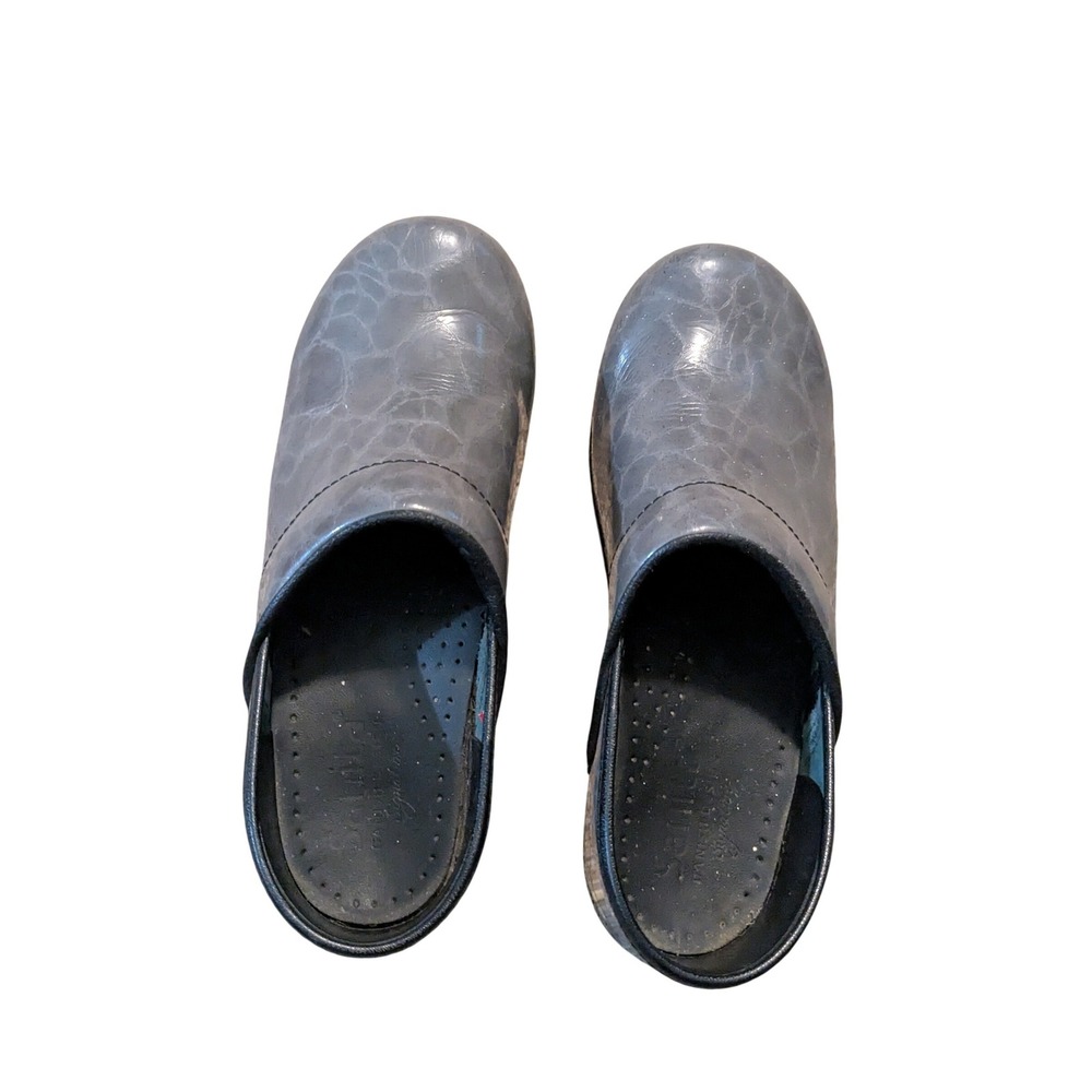 Sanita Professional Clogs Grey Marble Patent Leather Danish Shoes Womens 38